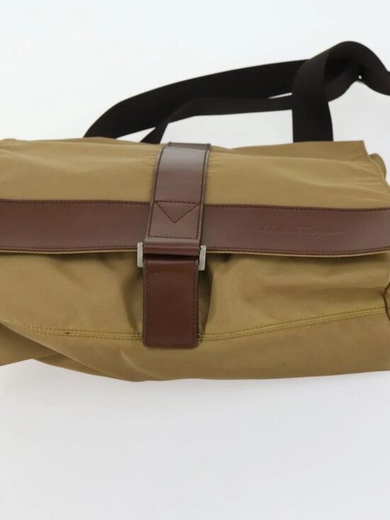 Salvatore Ferragamo Shoulder Bag Nylon Leather 3 Set Black Beige Auth bs31740 - Picture 15 of 16